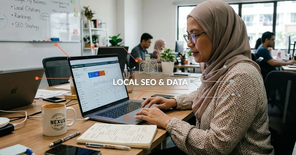 What is local SEO illustrated with a map pin and local search results