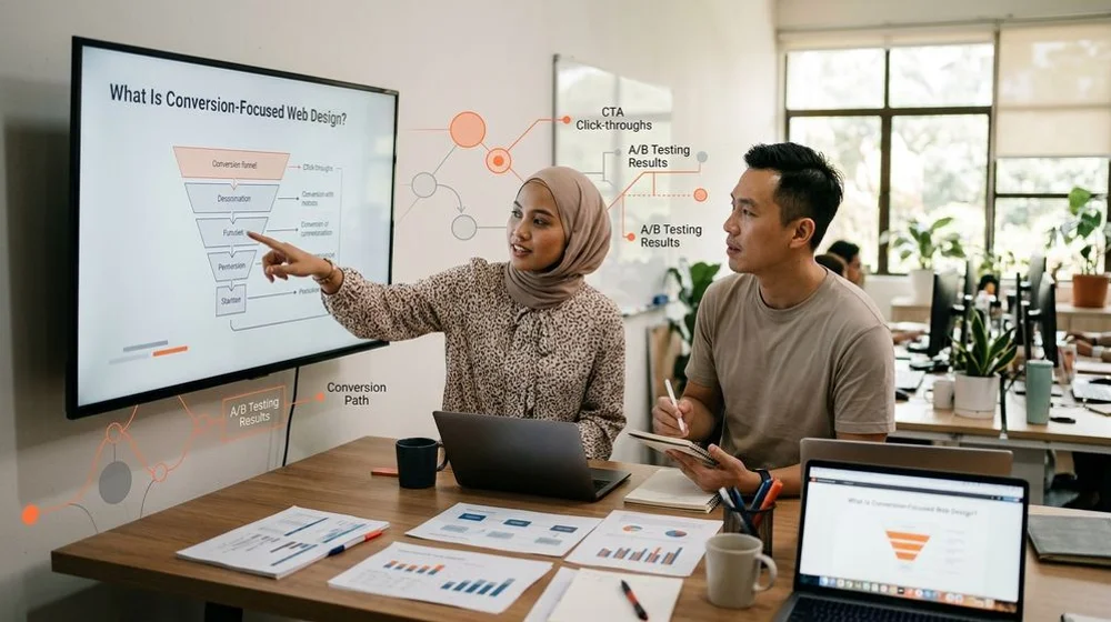 UX-to-conversion design guiding visitors toward action