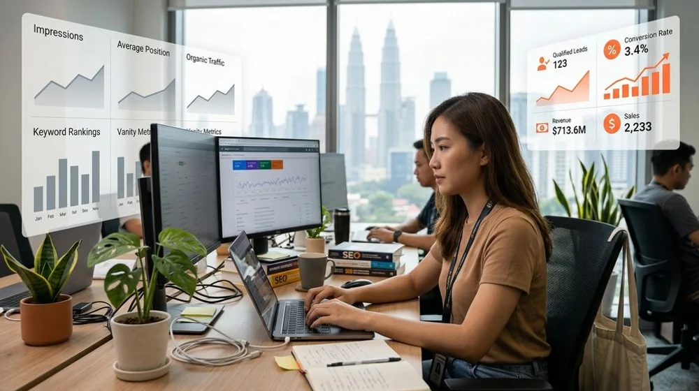 Vanity metrics like rankings and traffic versus real revenue outcomes